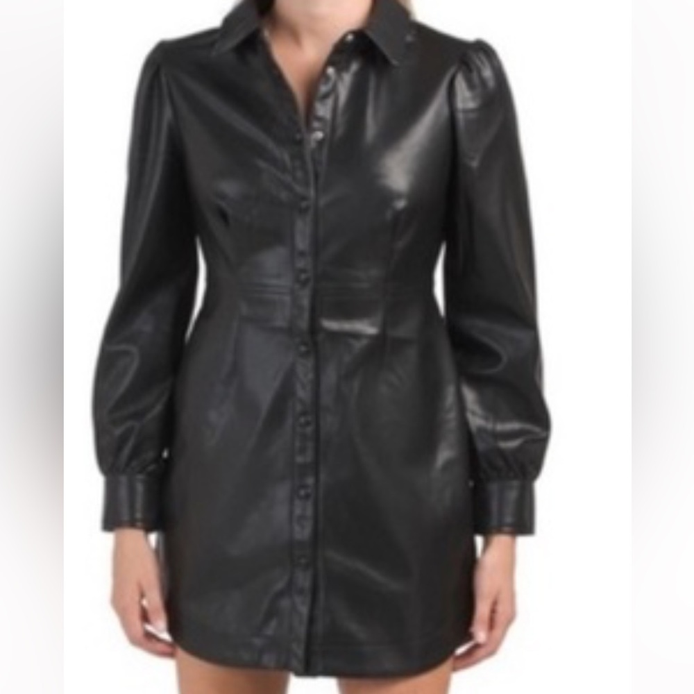7 for all mankind black leather dress